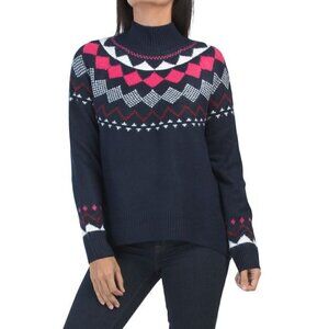 VINCE CAMUTO Mock Neck Fair Isle Sweater Multicolor Size S
